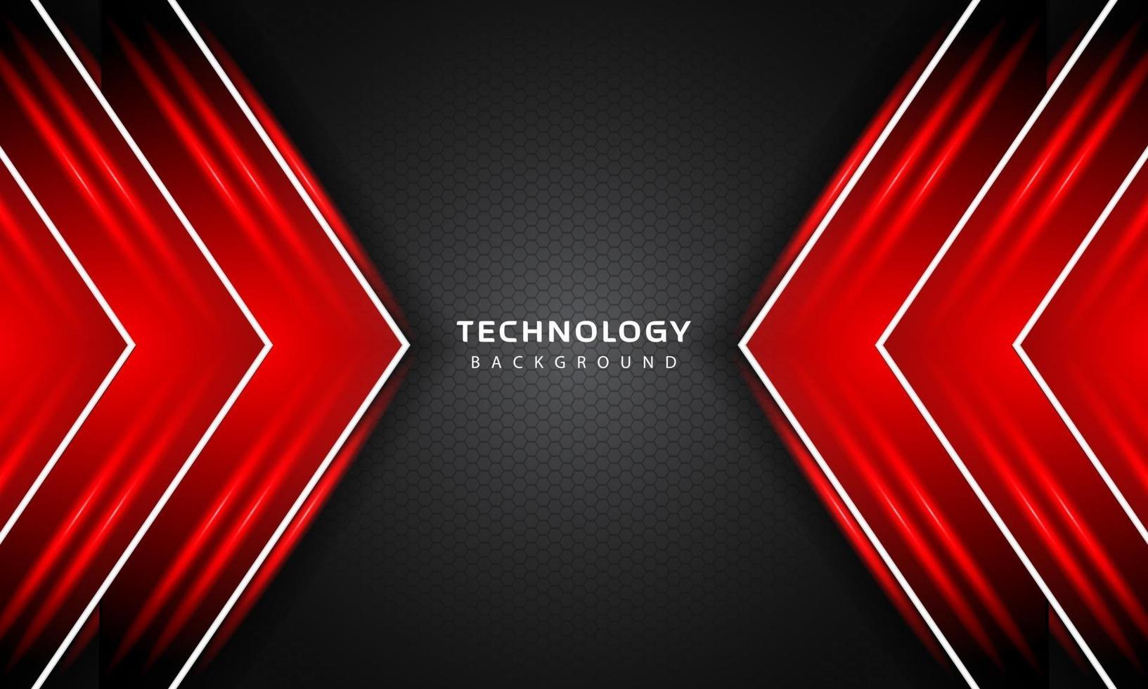 3D Overlap layers effect with red color light decoration. modern technology design template. vector