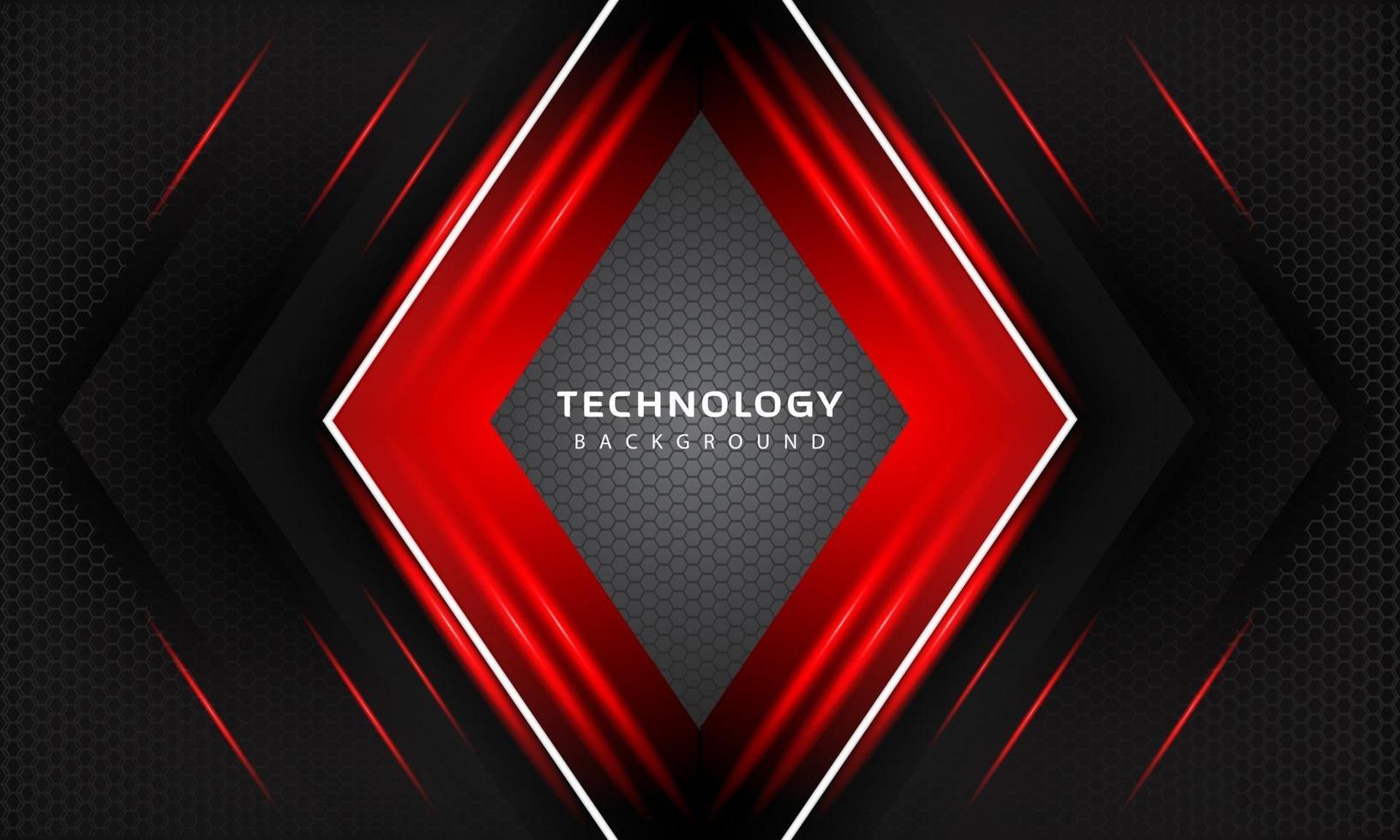 3D Overlap layers effect with red color light decoration. modern technology design template. vector