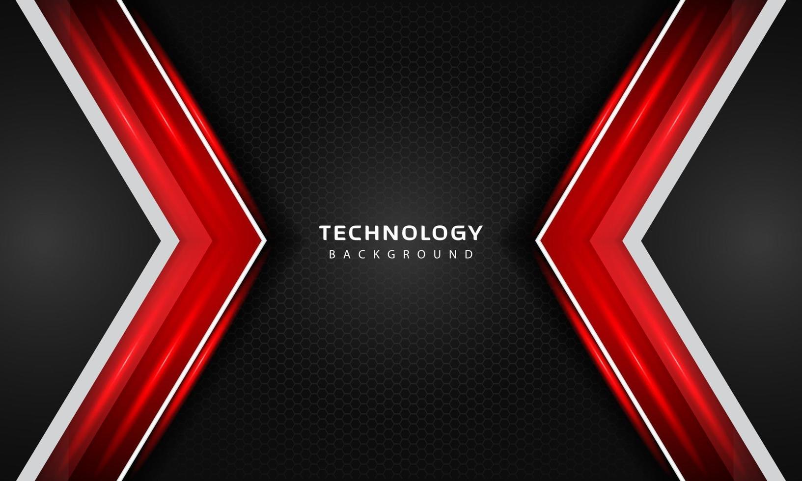 3D Overlap layers effect with red color light decoration. modern technology design template. vector