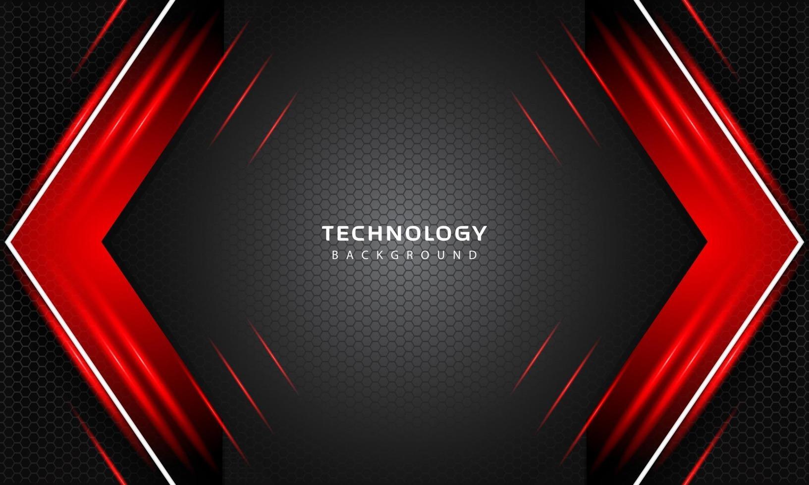 3D Overlap layers effect with red color light decoration. modern technology design template. vector