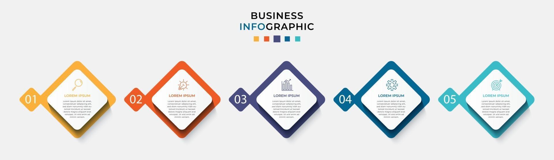 Business Infographic design template Vector with icons and 5 five options or steps