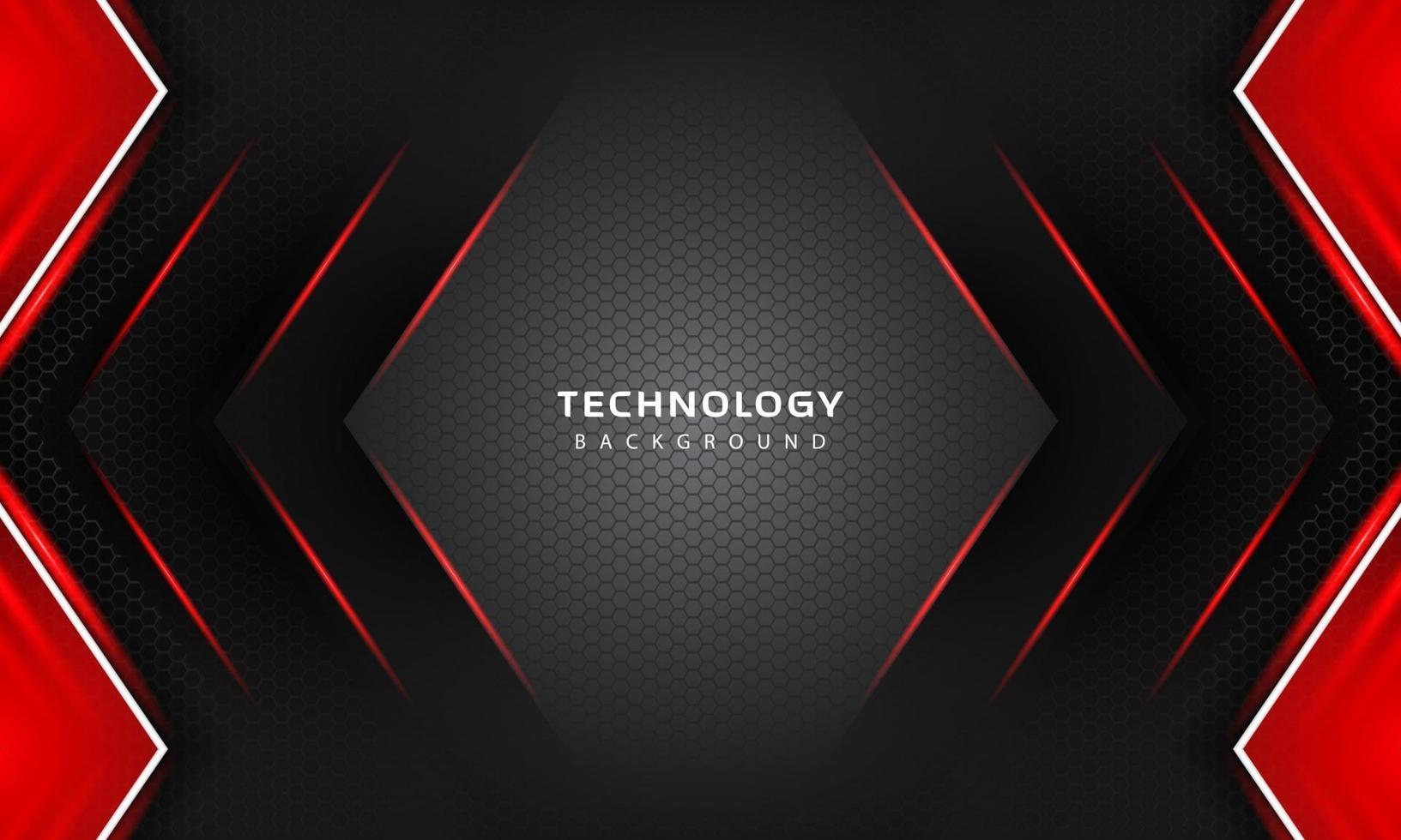 3D Overlap layers effect with red color light decoration. modern technology design template. vector