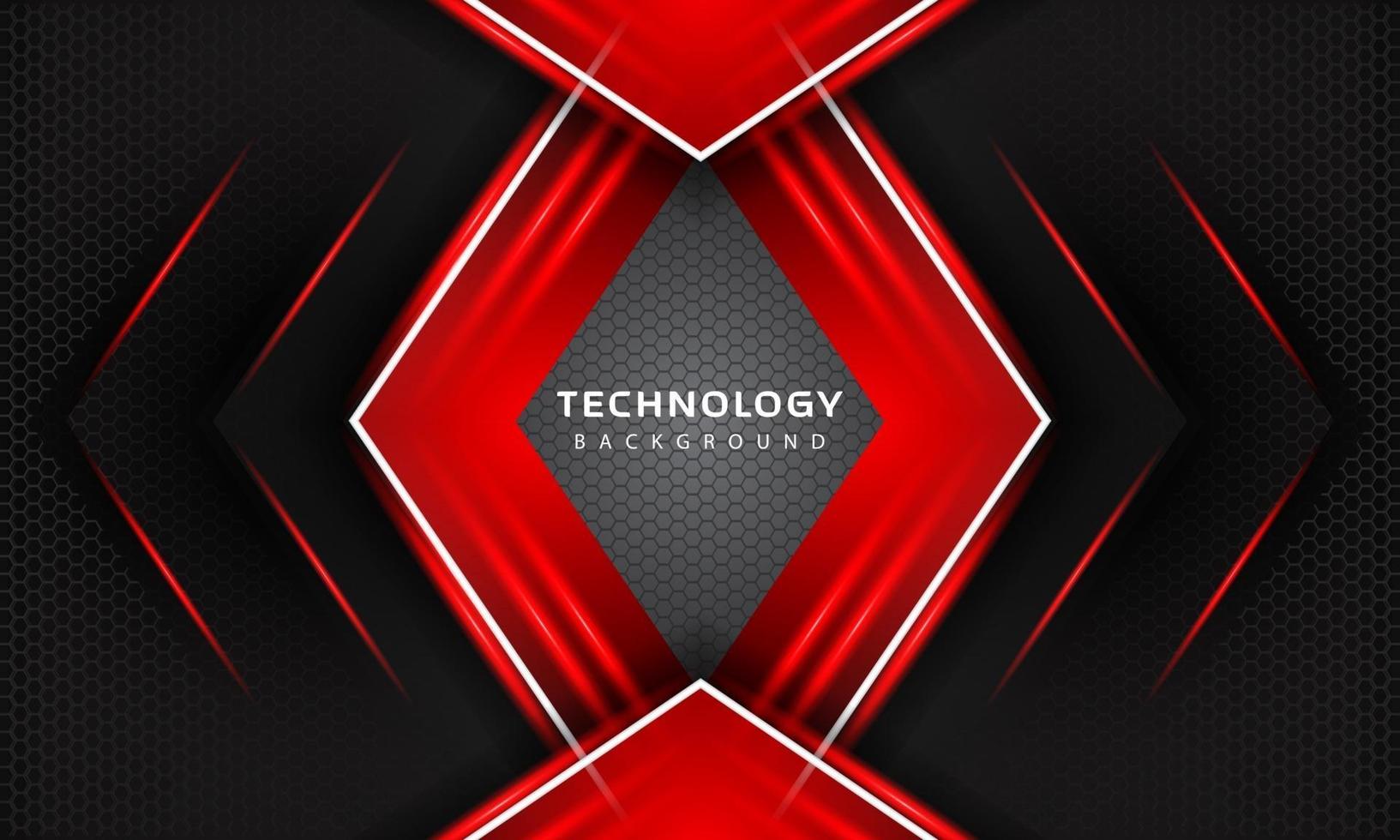3D Overlap layers effect with red color light decoration. modern technology design template. vector
