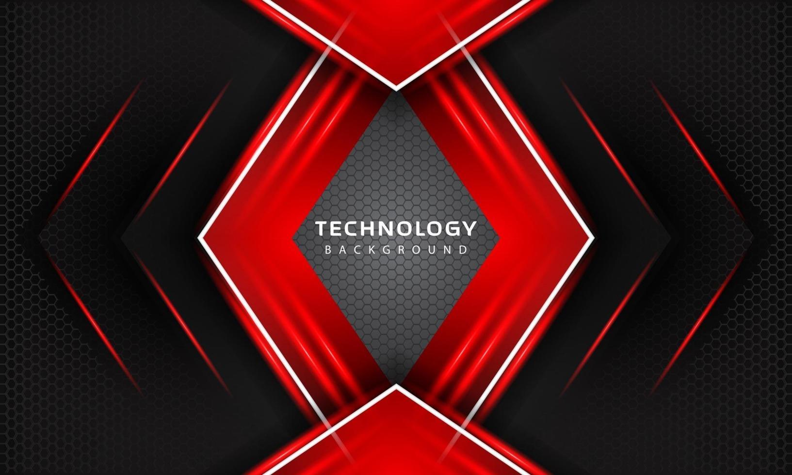 3D Overlap layers effect with red color light decoration. modern technology design template. vector