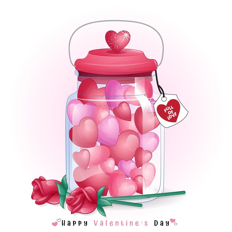 Cute heart shape candy inside the bottle for valentines day vector