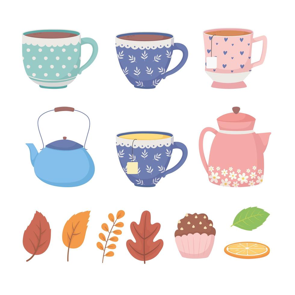 coffee and tea icon set vector