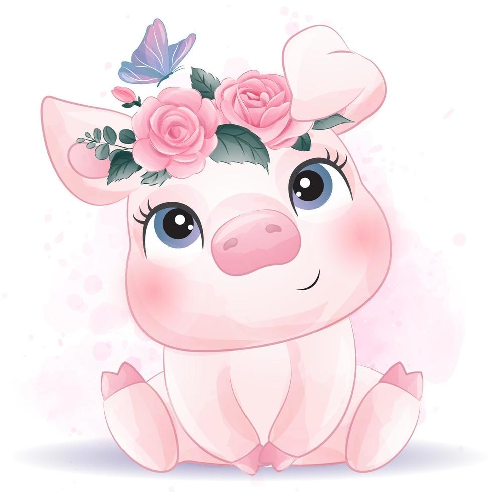 Cute little pig with watercolor illustration 2063682 Vector Art at Vecteezy Cute little pig with watercolor illustration 2063682 Vector Art at Vecteezy