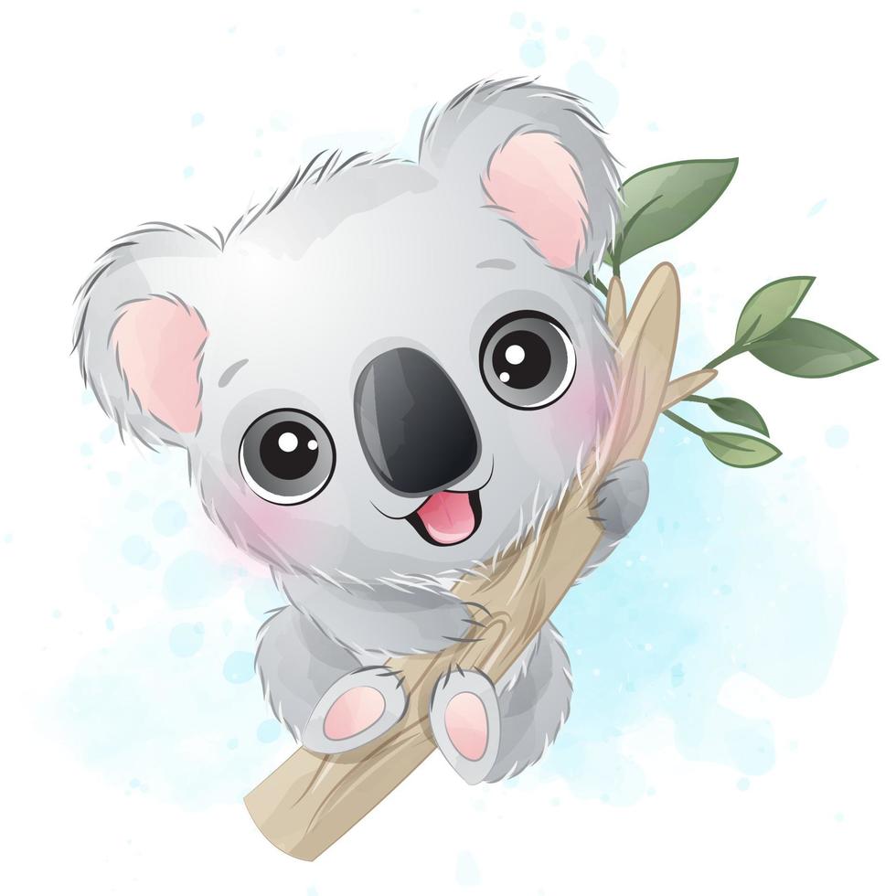 linda ilustración de retrato de oso koala vector