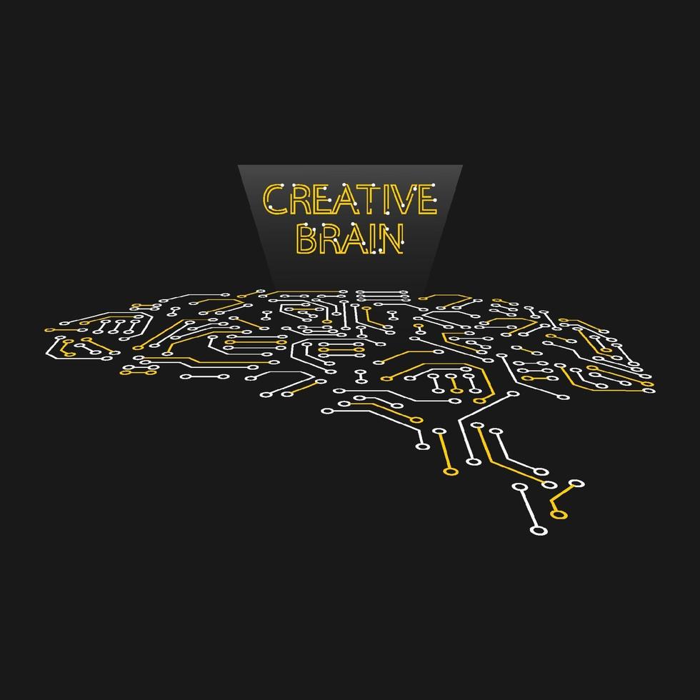 Creative brain circuit logo silhouette design. Think idea concept. Brainstorm power thinking. Vector illustration