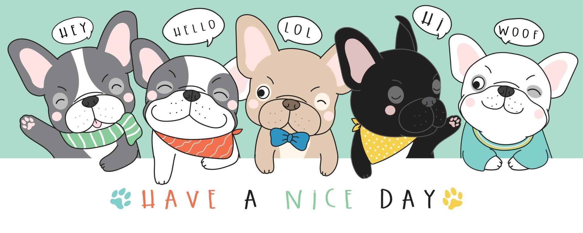 Cute doodle french bulldog illustration vector