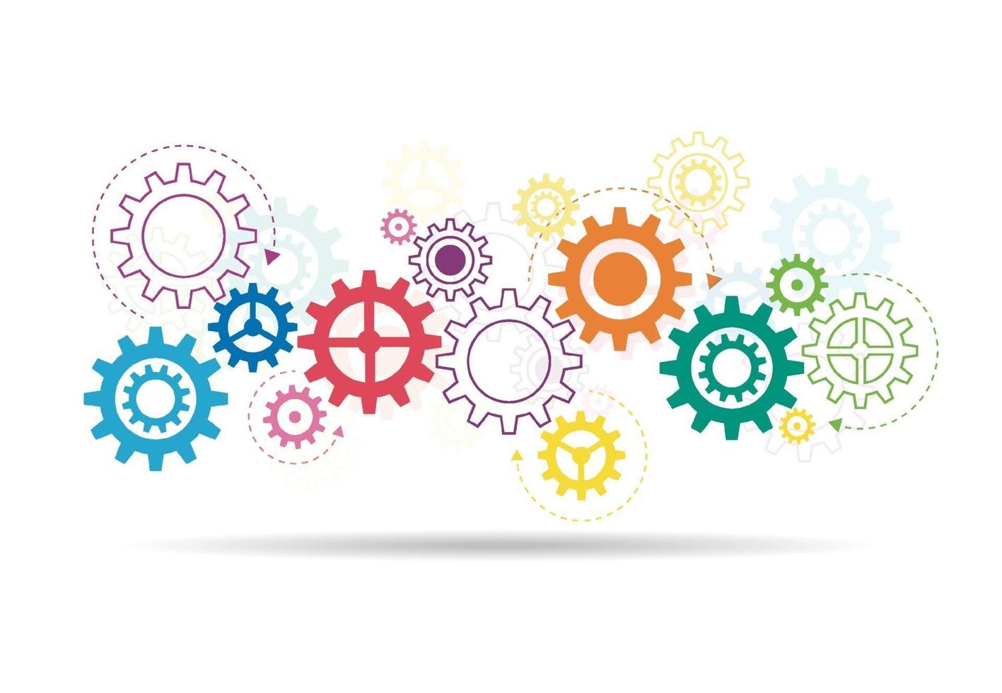 Gears wheels over white background. teamwork creative concept. colorful design. Vector illustration