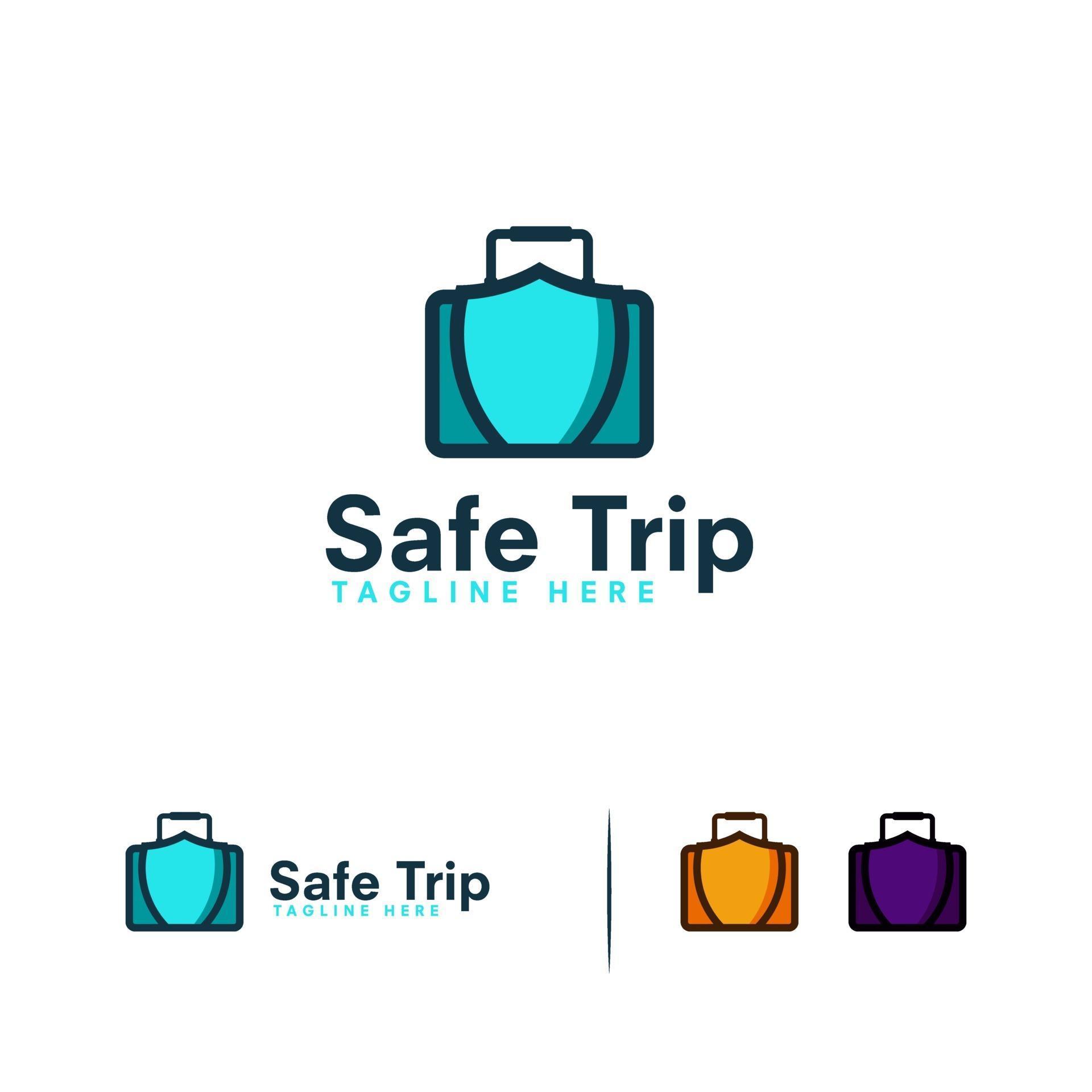 Safe Trip logo designs concept vector, Suitcase Shield logo designs