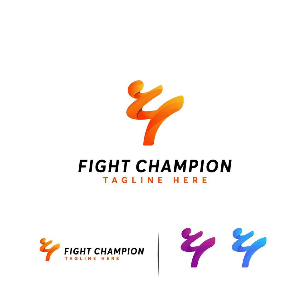 Fight Champion logo designs concept vector, Fight Club Karate Kickboxing Taekwondo Logo design vector template