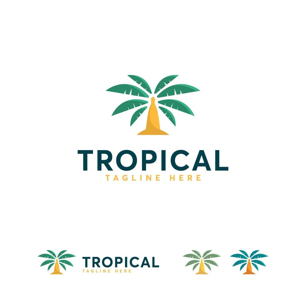 vector de diseños de logotipo tropical, símbolo de logotipo de palmera