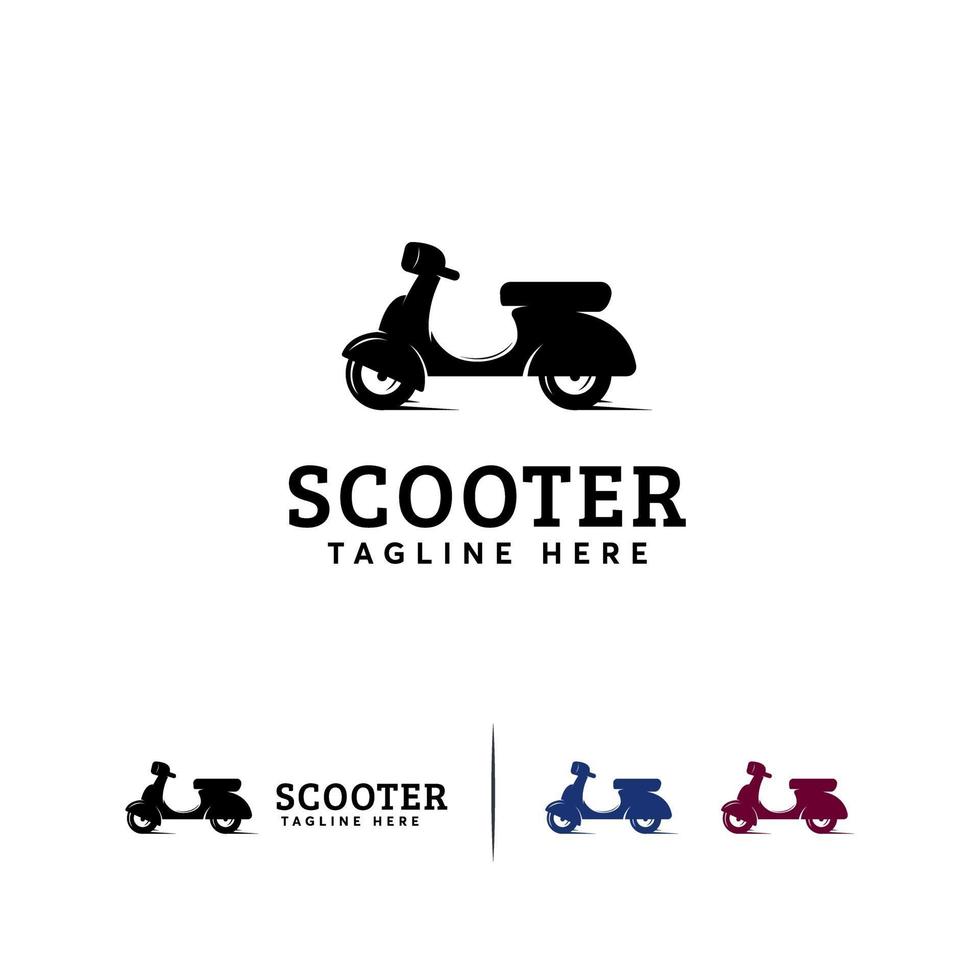 vector de concepto de diseños de logotipo de scooter vintage simple, símbolo de logotipo de motocicleta