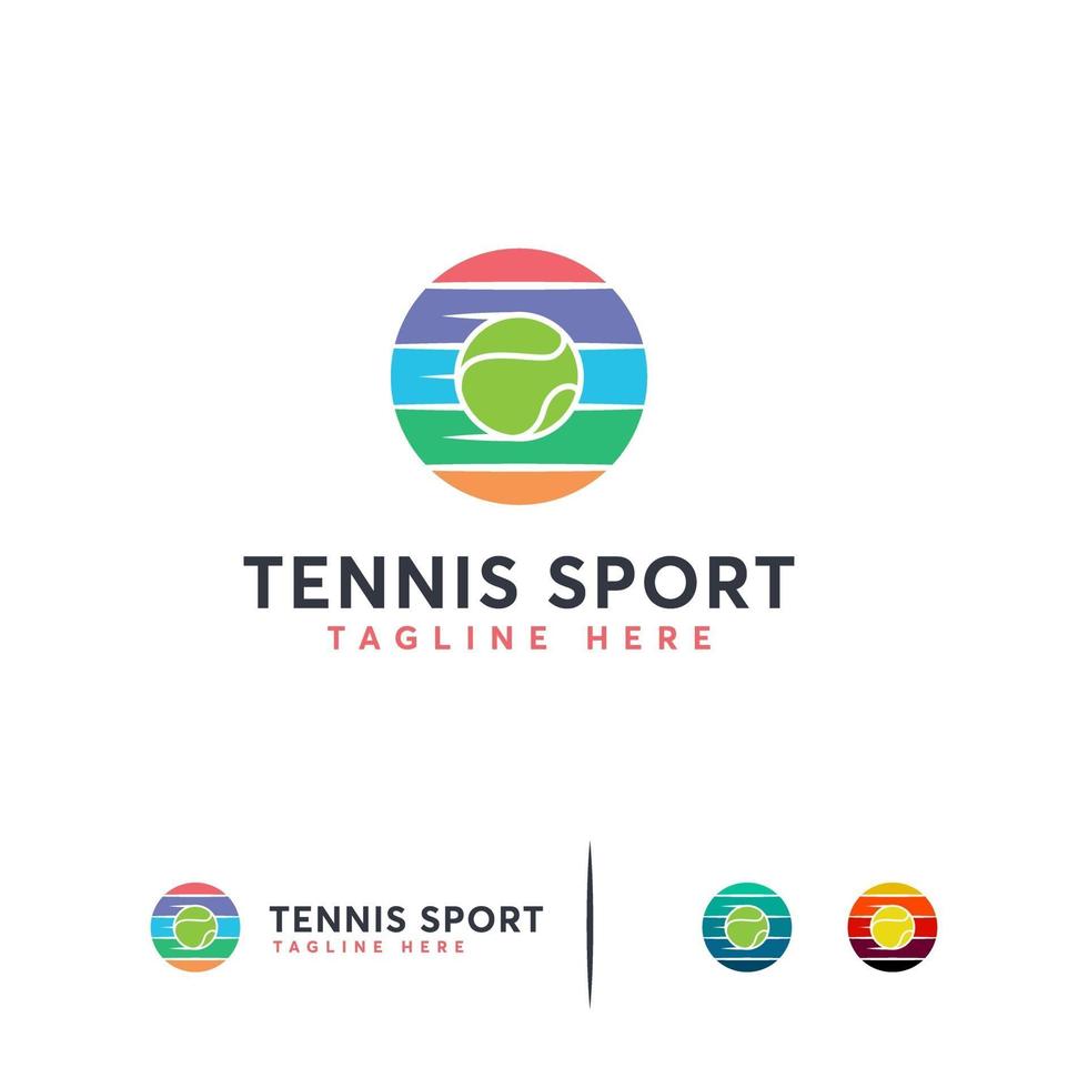 Vector de diseños de logotipo de tenis elegante, plantilla de logotipo de pelota de tenis icónica