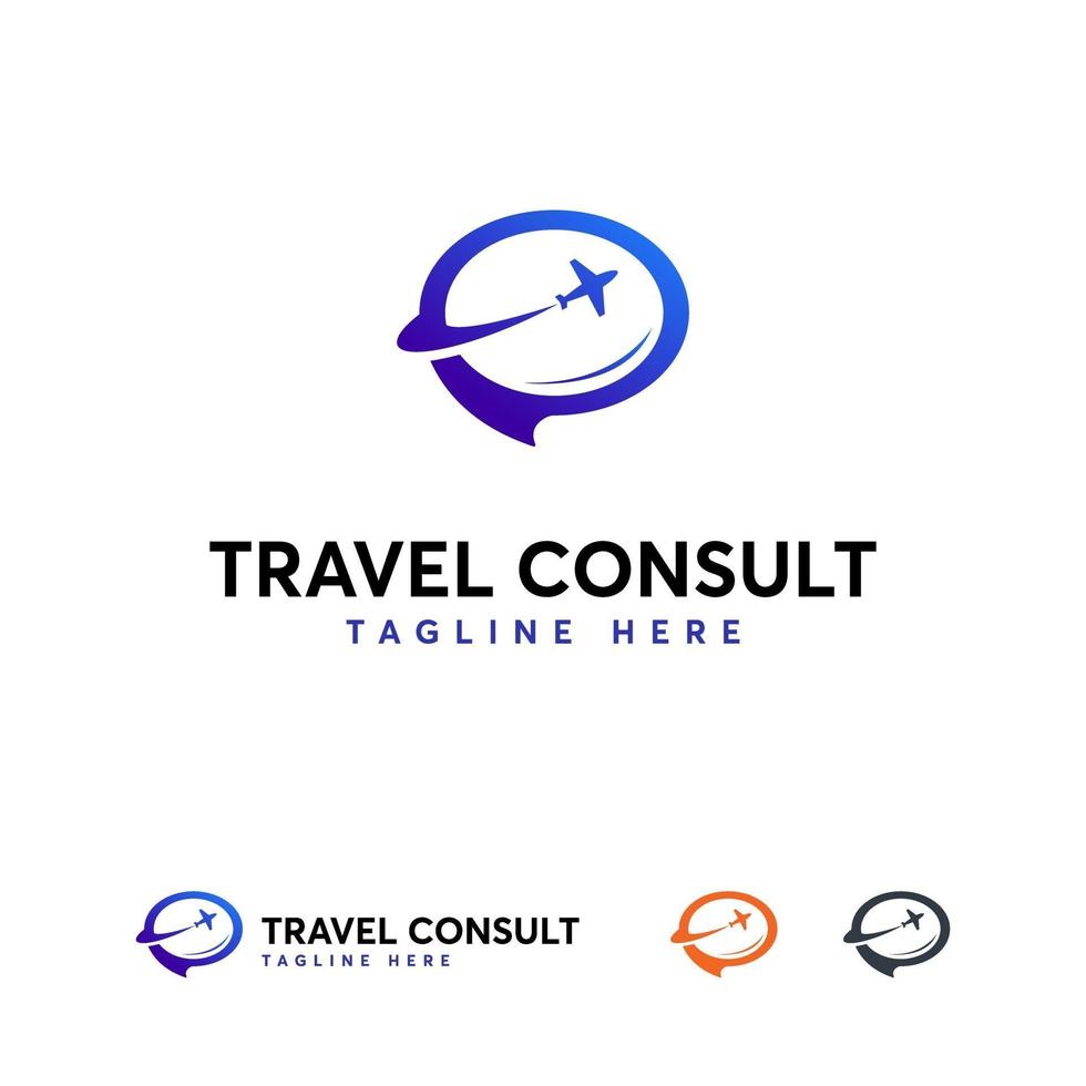 Travel consult logo designs, travel Discuss logo symbol vector