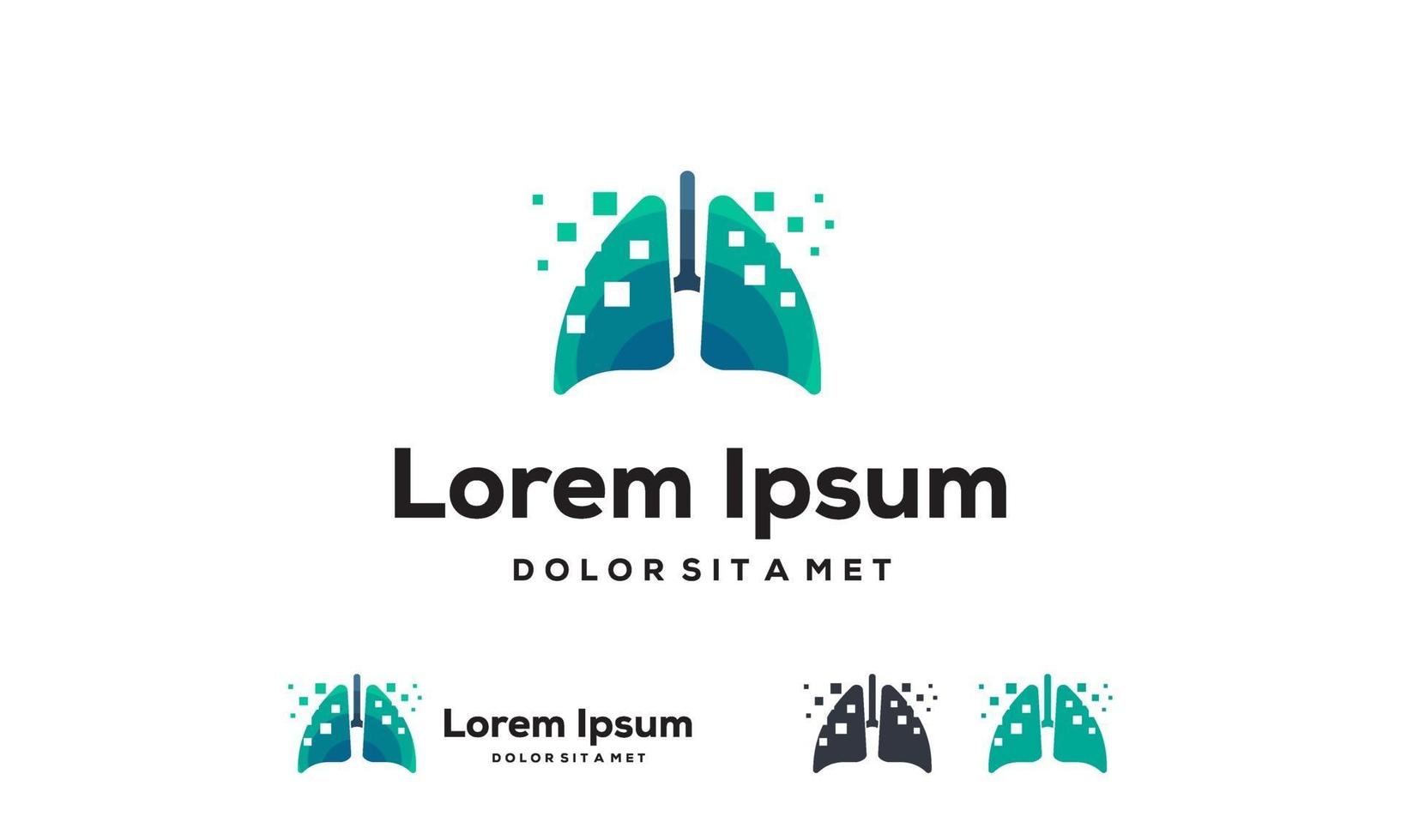 Digital Lungs, Pixel Lungs logo designs concept, design concept, logo, logotype element for template vector