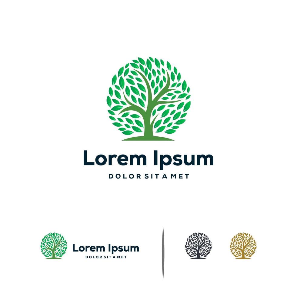 Concepto de diseños de logotipo de jardín verde, plantilla de logotipo de árbol abstracto vector