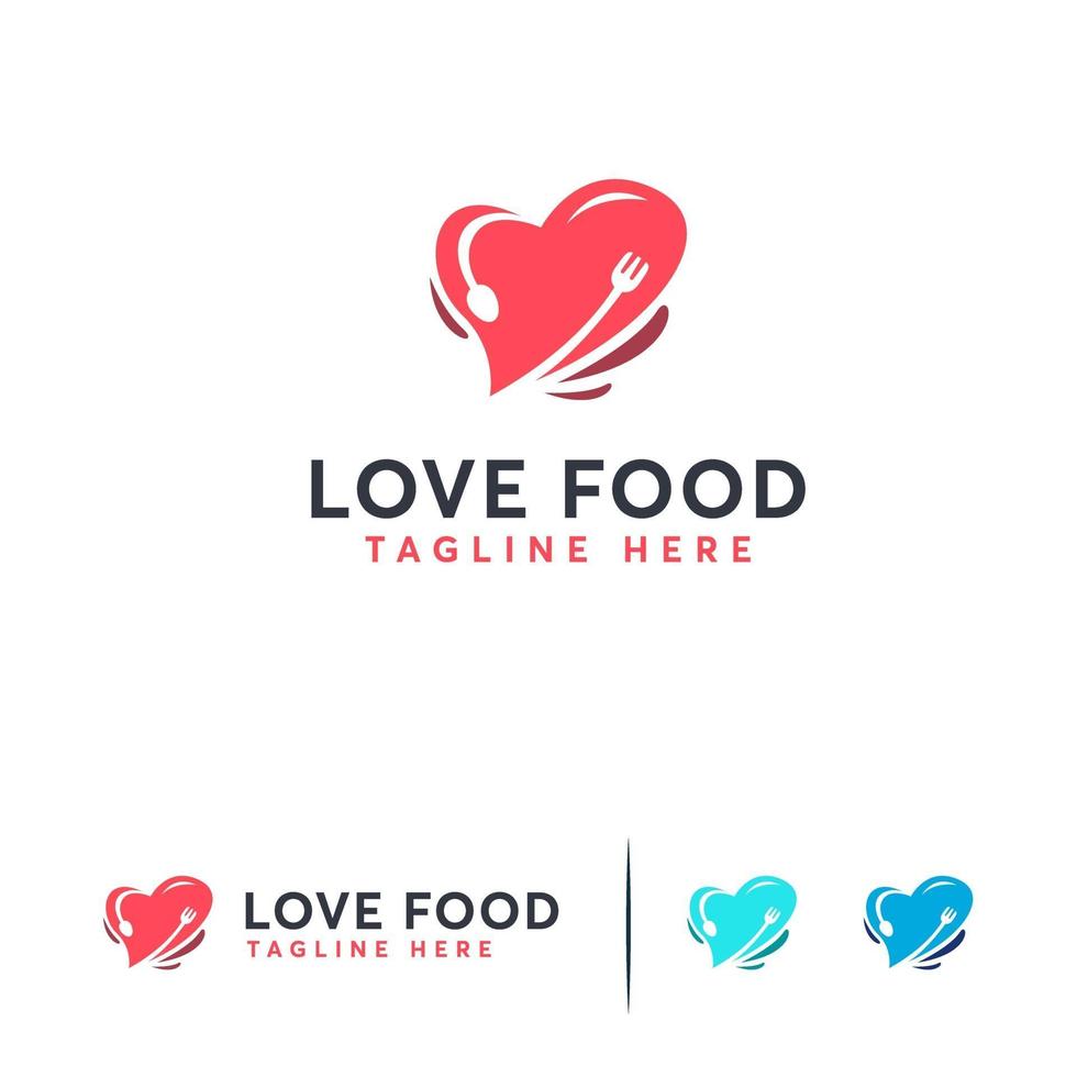 amor, comida, logotipo, diseños, concepto, vector, restaurante, logotipo, símbolo vector