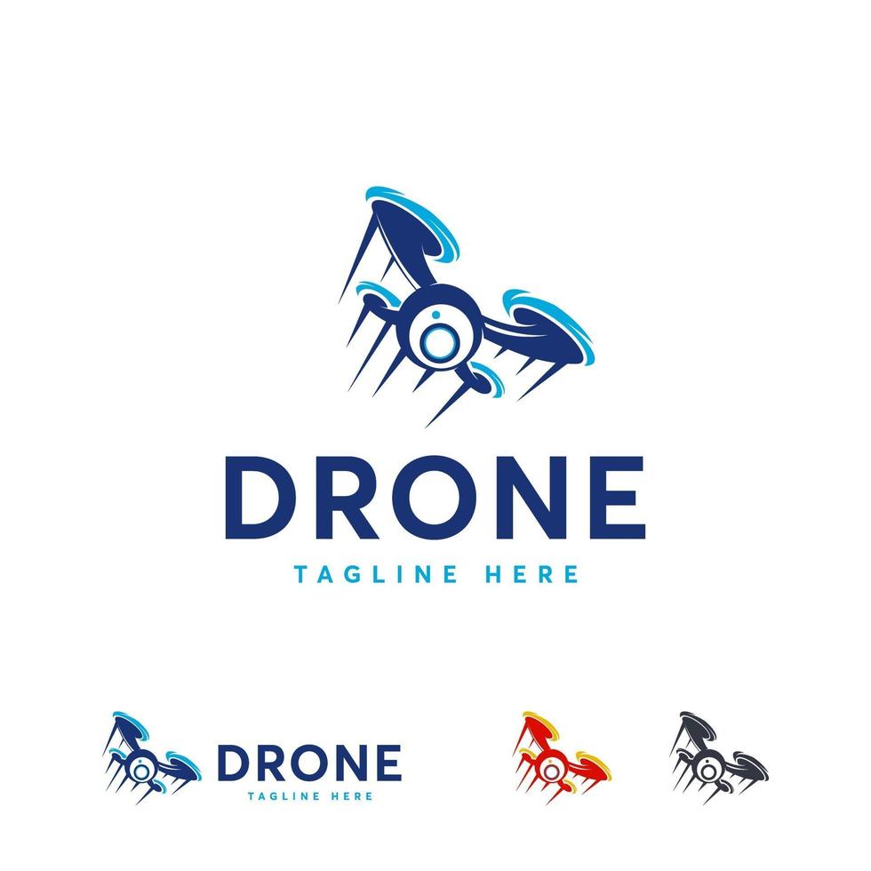 vector de concepto de diseños de logotipo de drone de vuelo rápido, plantilla de logotipo de cámara