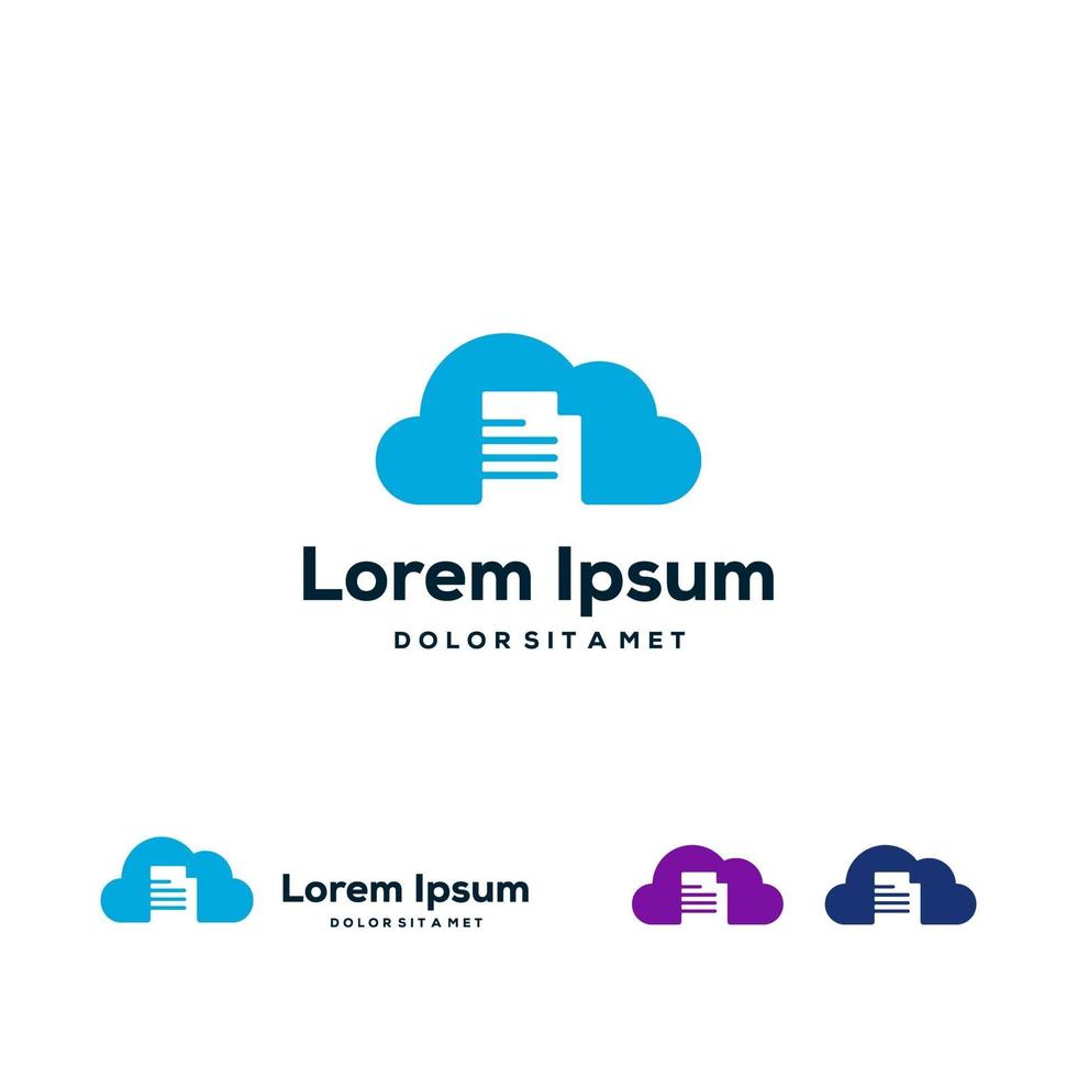 Cloud Document logo designs concept vector, Online Data logo template designs vector