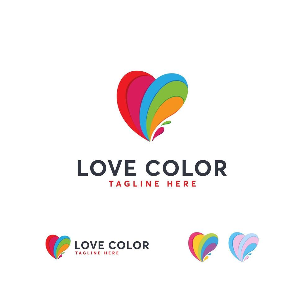 vector de diseños de logotipo de color de amor, símbolo de logotipo de hogar colorido, icono de cuidado de personas