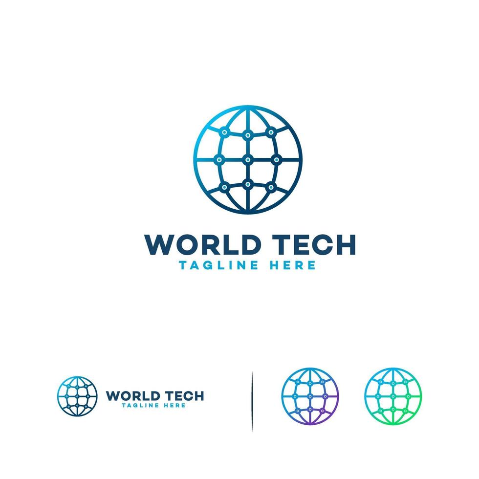 World Tech logo designs concept vector, Globe Technology logo template symbol vector