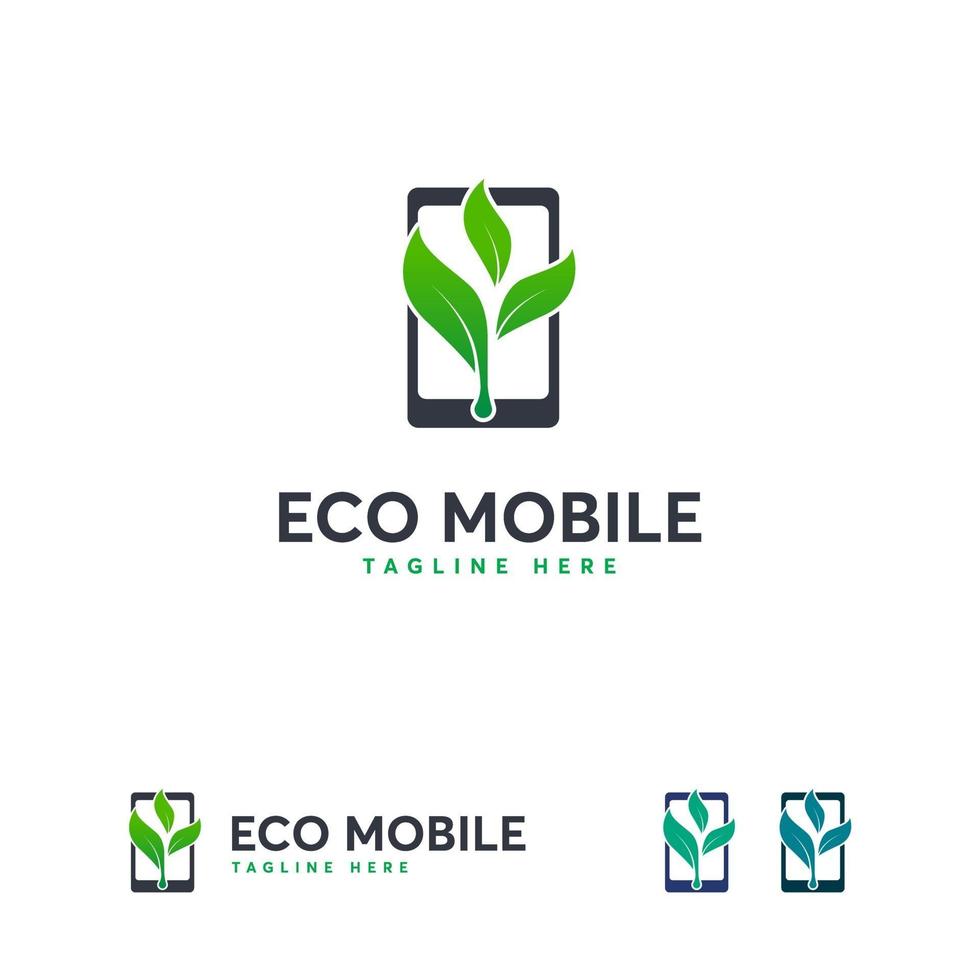 vector de diseños de logotipo de teléfono ecológico, símbolo de logotipo de teléfono de naturaleza