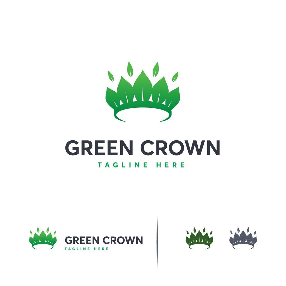 Green Crown logo designs template, Nature Crown logo concept vector