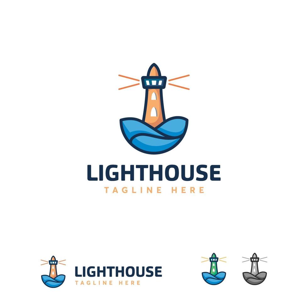 Unique Lighthouse logo designs, Line Art logo designs vector