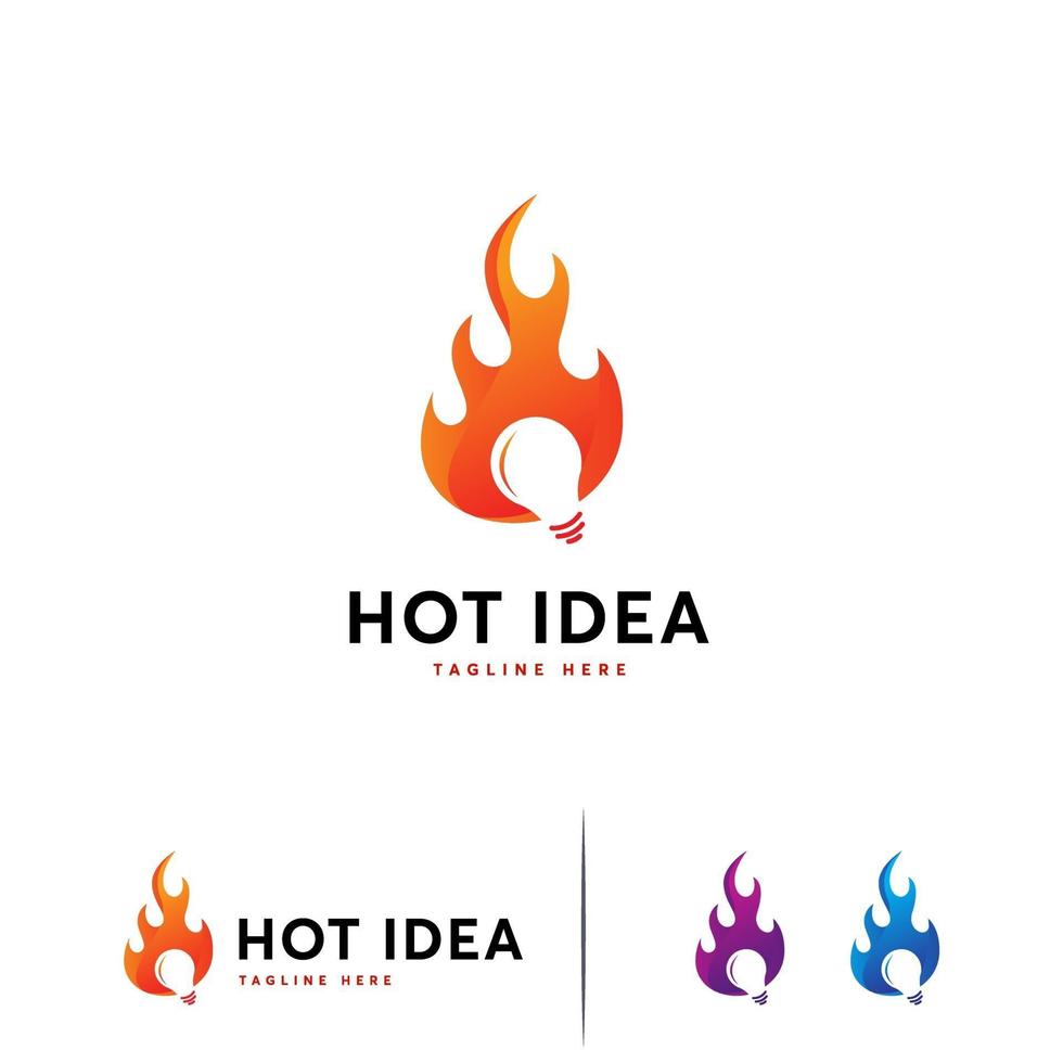 Hot Idea logo designs template, Fire Light Bulb logo symbol vector