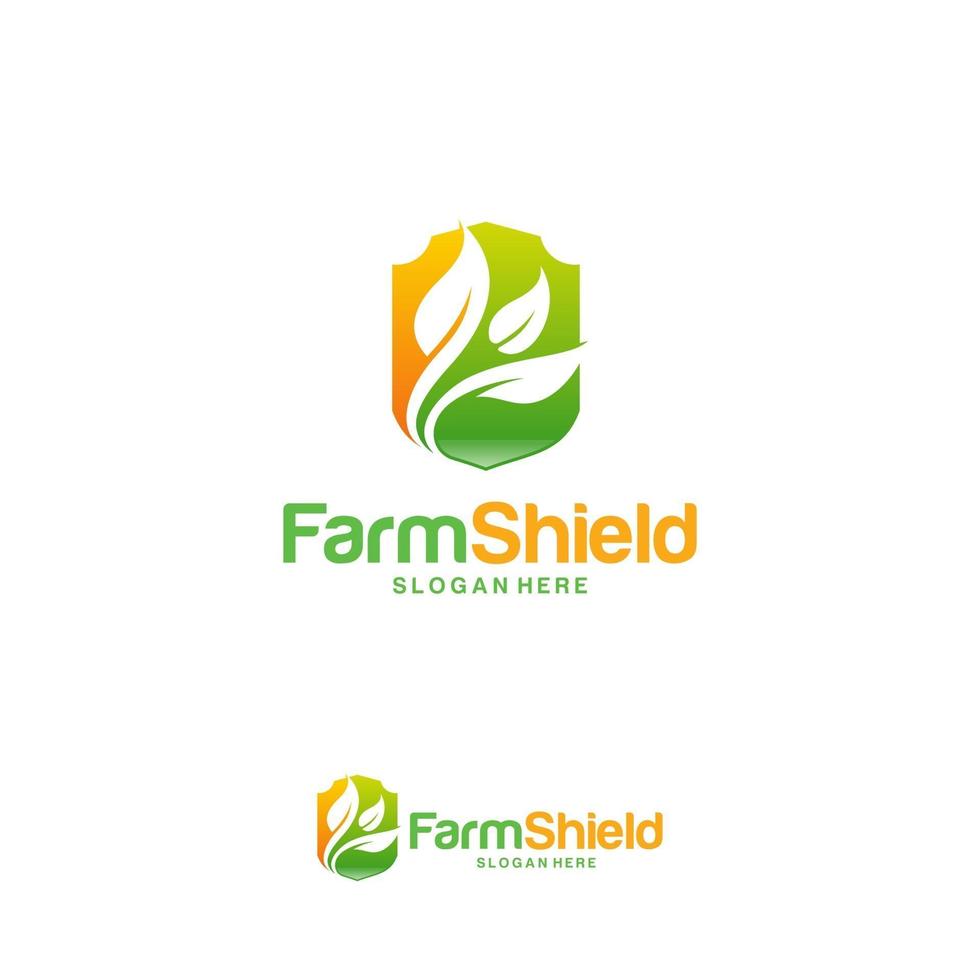 vector de concepto de diseños de logotipo de escudo de granja, símbolo de plantilla de logotipo de escudo de naturaleza, logotipo de protección de ecología