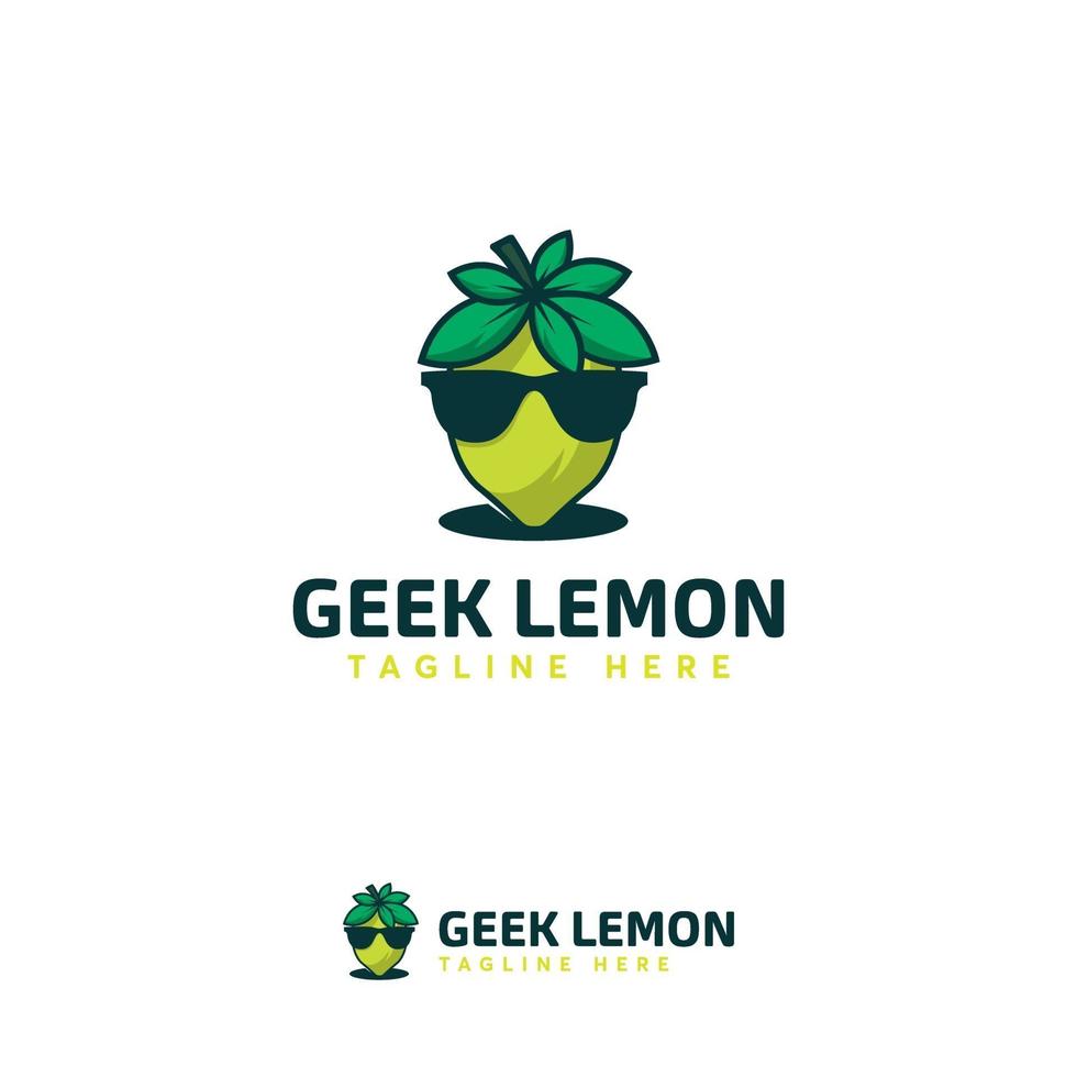 Cool geek Lemon logo designs template, Lemon fruit logo designs, lime symbol vector