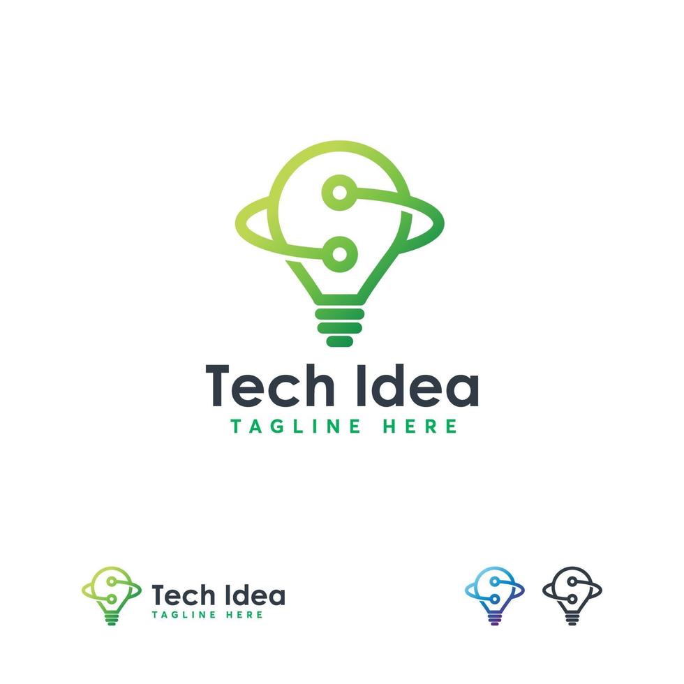 Tech Idea logo designs concept vector, Light bulb with Wire logo designs vector