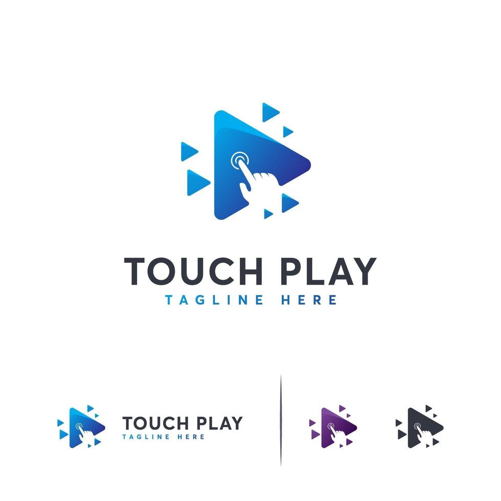 Click Play logo designs template, Touch Play logo vector