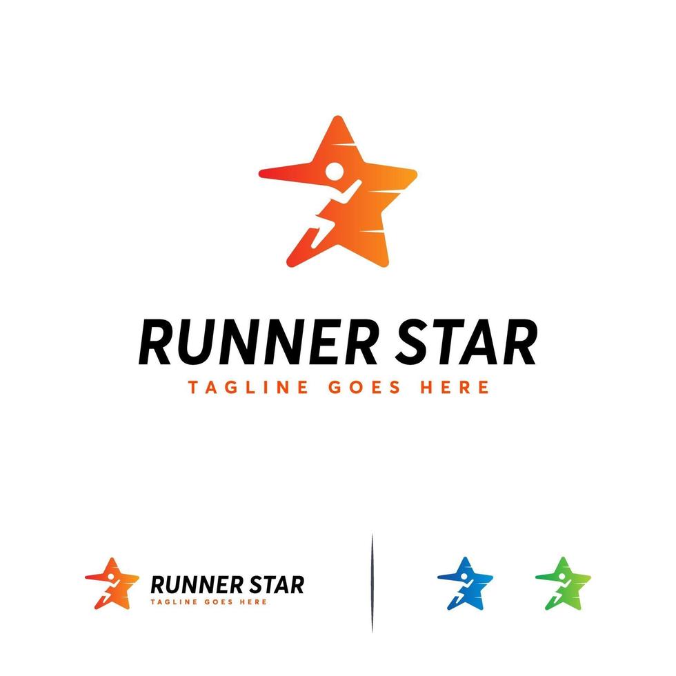 Runner Star logo designs concept vector, Fast runner logo template vector