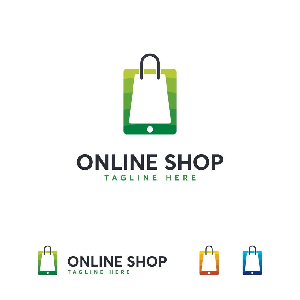 Online Shop logo designs template, Mobile Shopping logo symbol vector