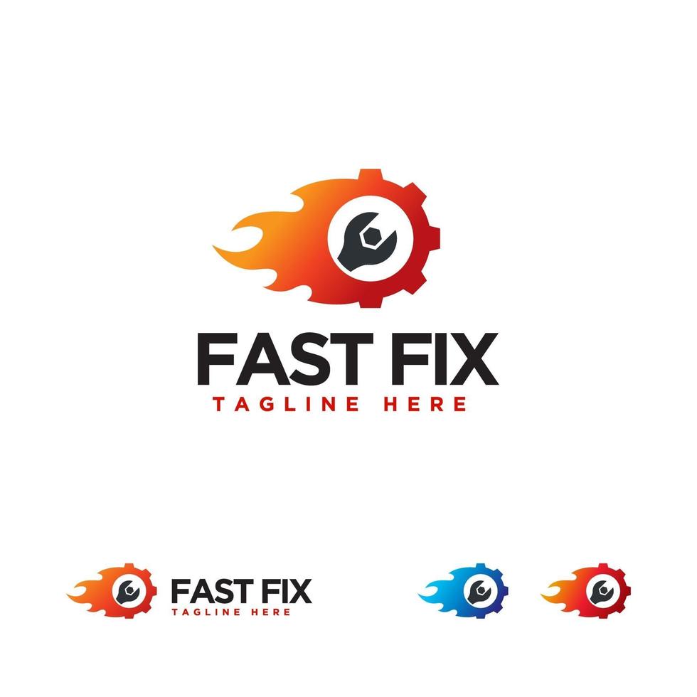 Fast Fix logo designs concept vector, Fire Fix Wrench logo symbol, vector