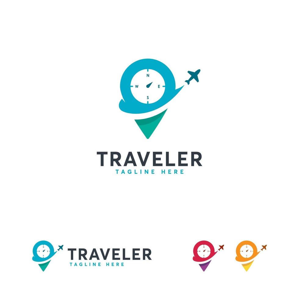 Traveling logo designs template, Travel point logo designs template vector