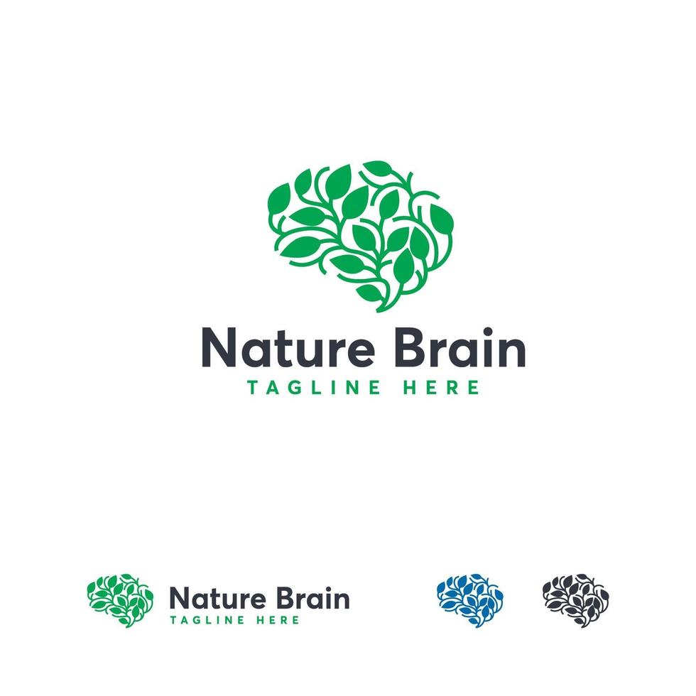vector de concepto de diseños de logotipo de cerebro de salud, plantilla de logotipo de mente natural, símbolo de logotipo de educación