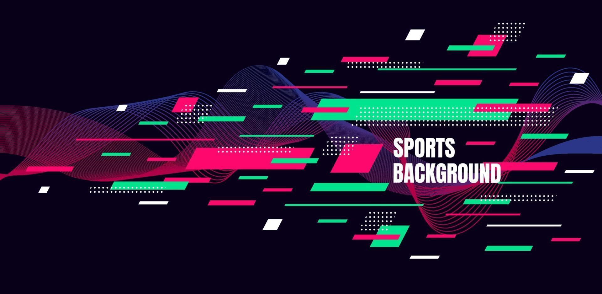 Abstract colorful art for sports background. Dynamic particles. Modern science and technology element with line design. Vector illustration