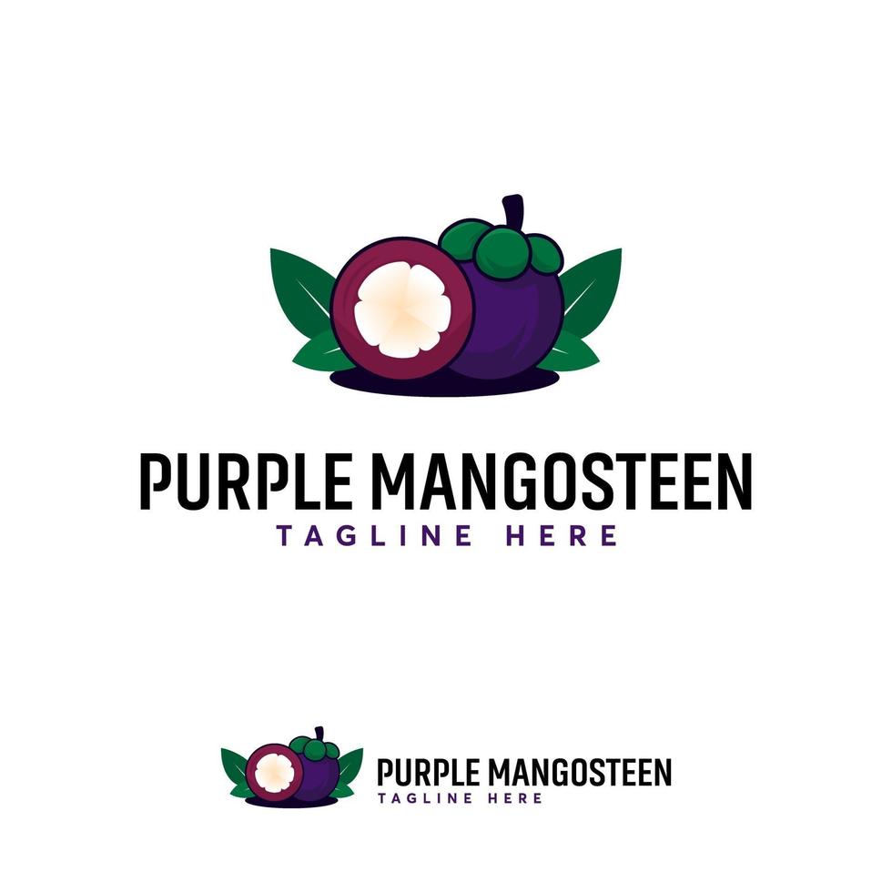 Cartoon Purple Mangosteen Fruit logo designs vector, Purple Mangosteen Illustration vector
