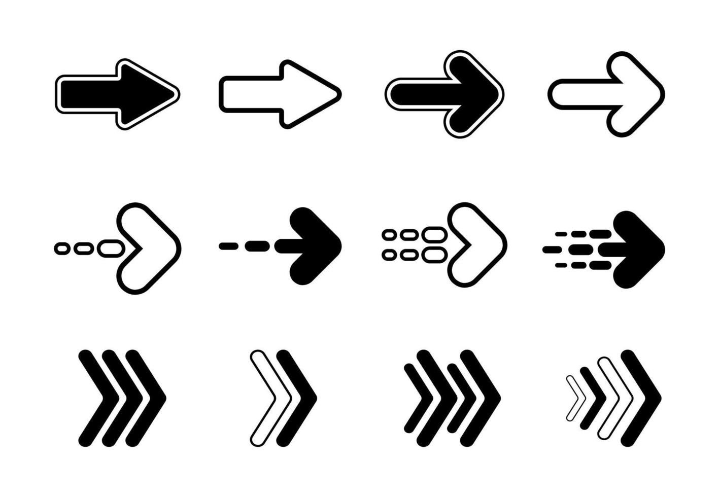 Set of black flat arrows icon collection design. Vector background