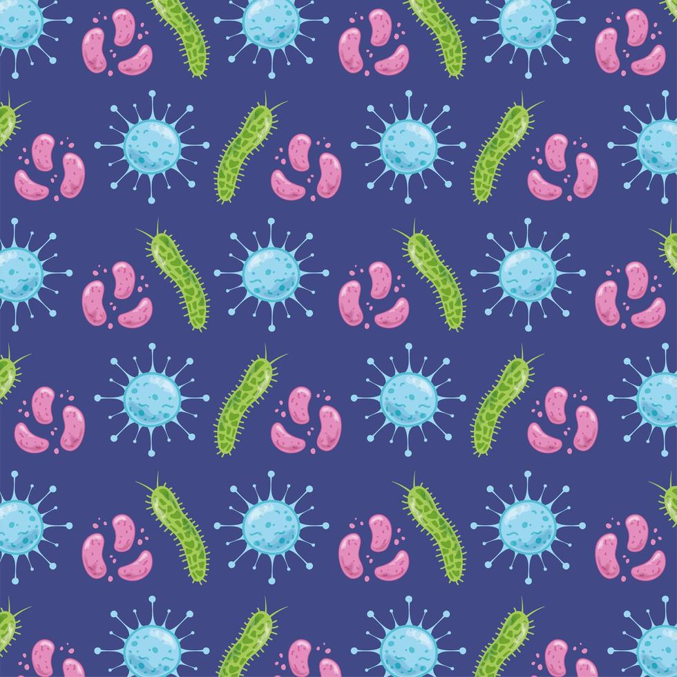 bacteria and virus pattern background vector