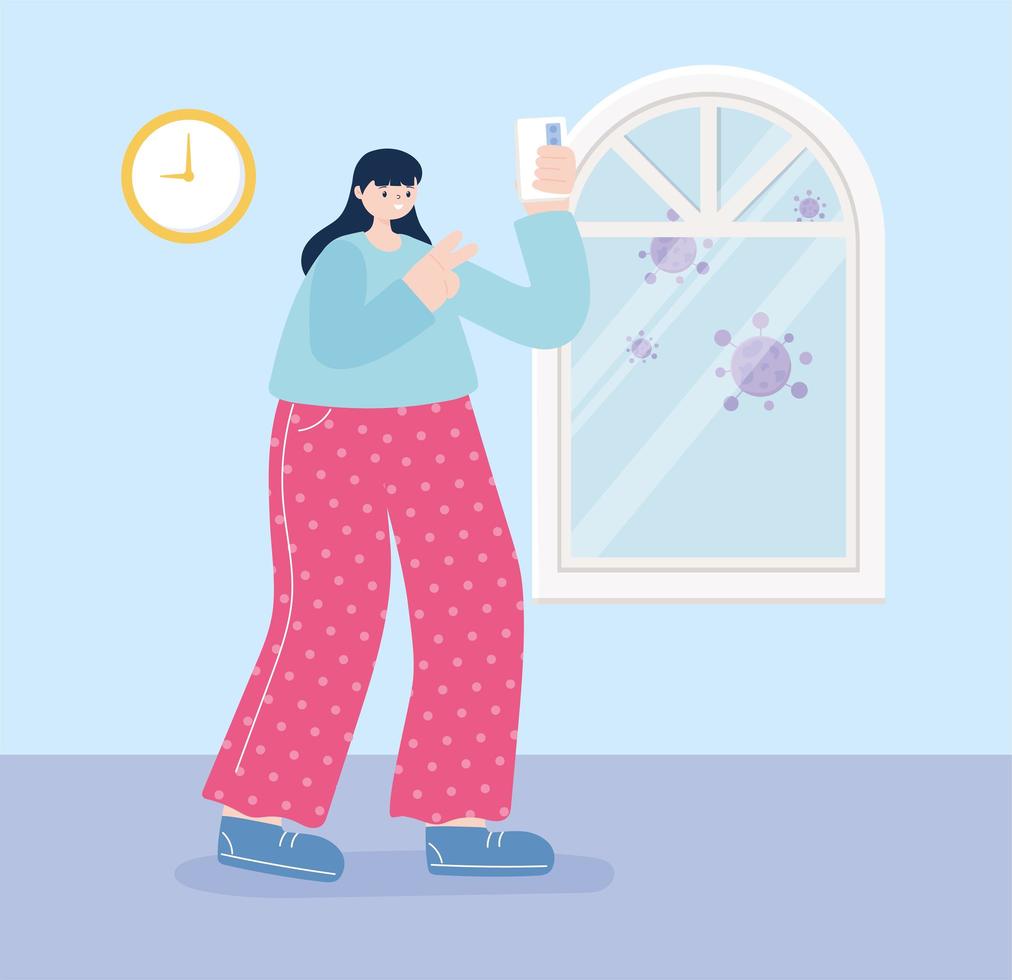 young woman with a smartphone at home vector