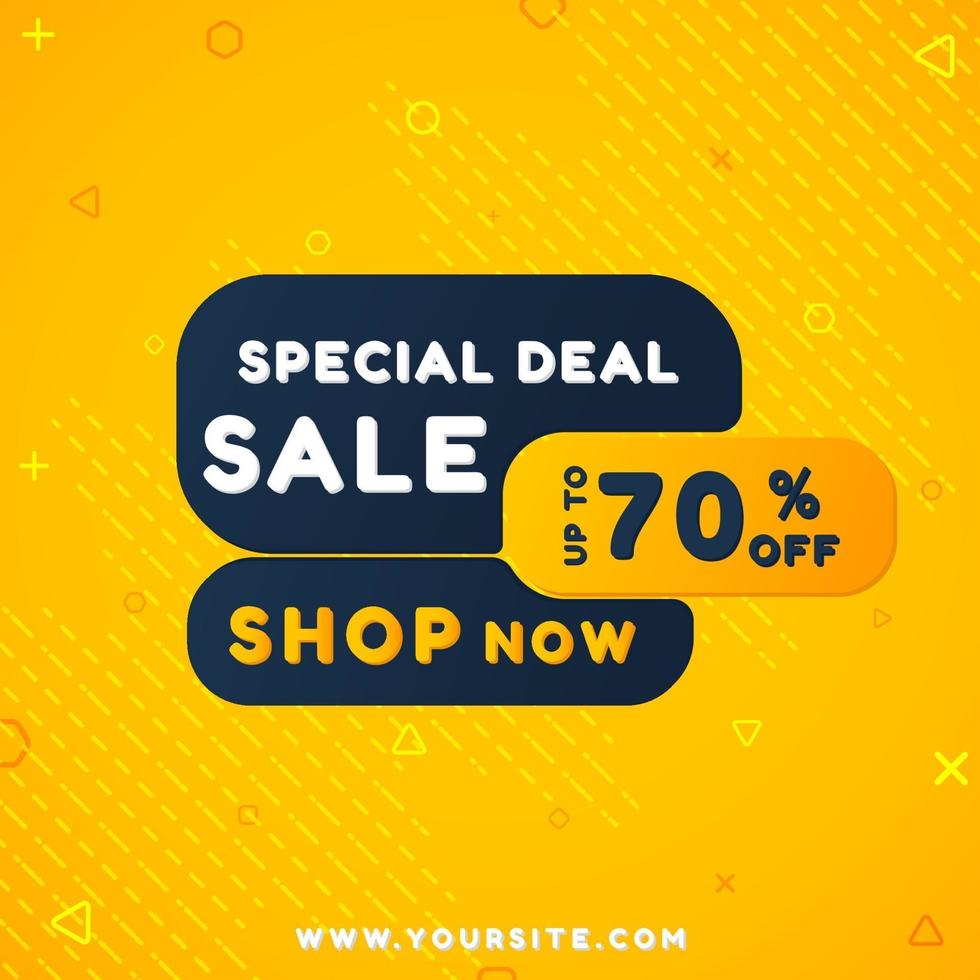 Modern sale banner with geometric shapes and yellow color vector