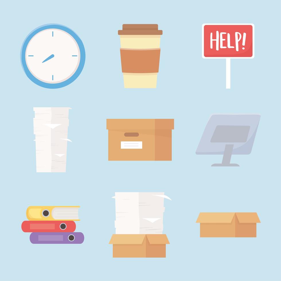 busy office icon set vector