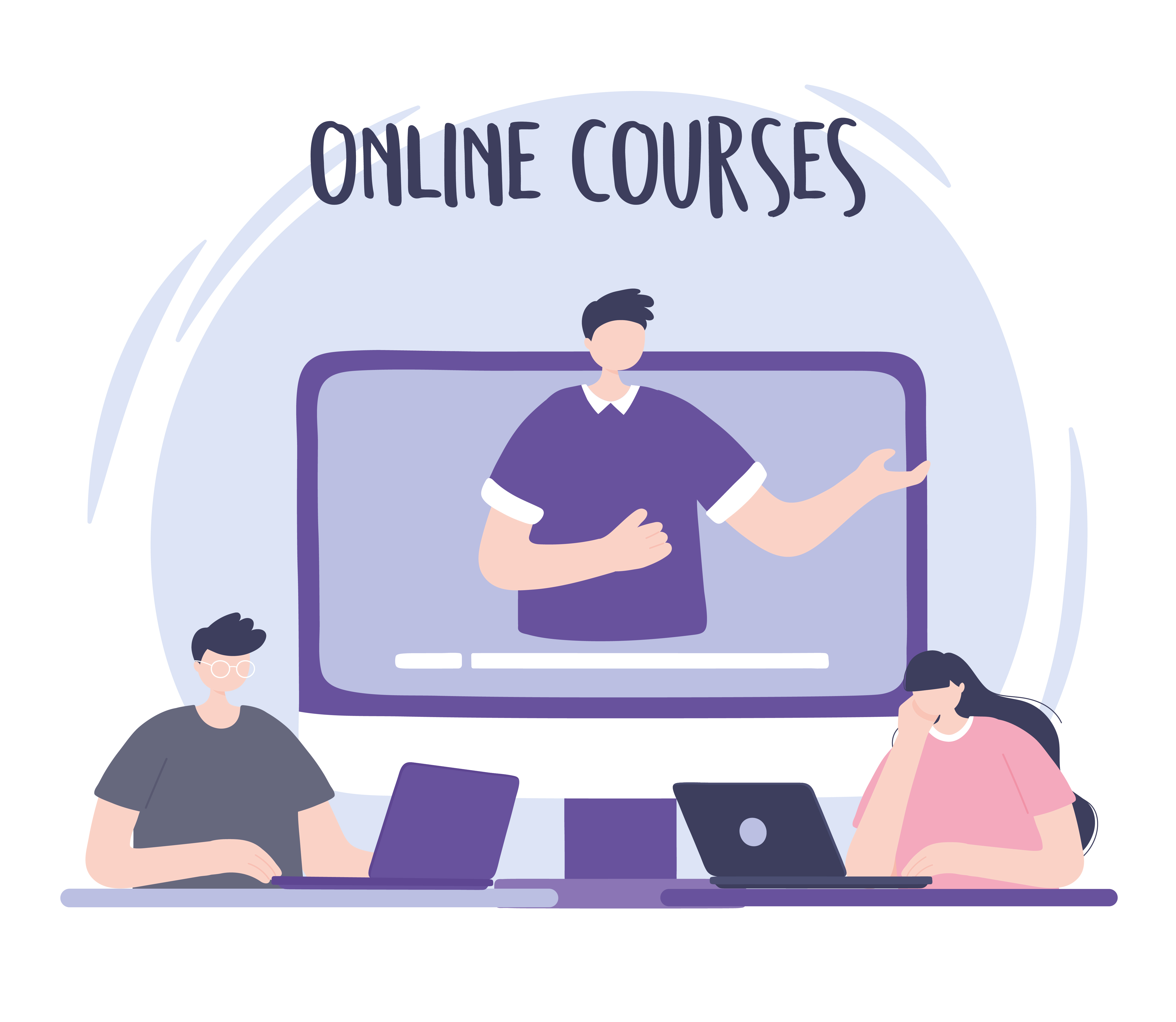 Online training with man on a screen 2065019 Vector Art at Vecteezy