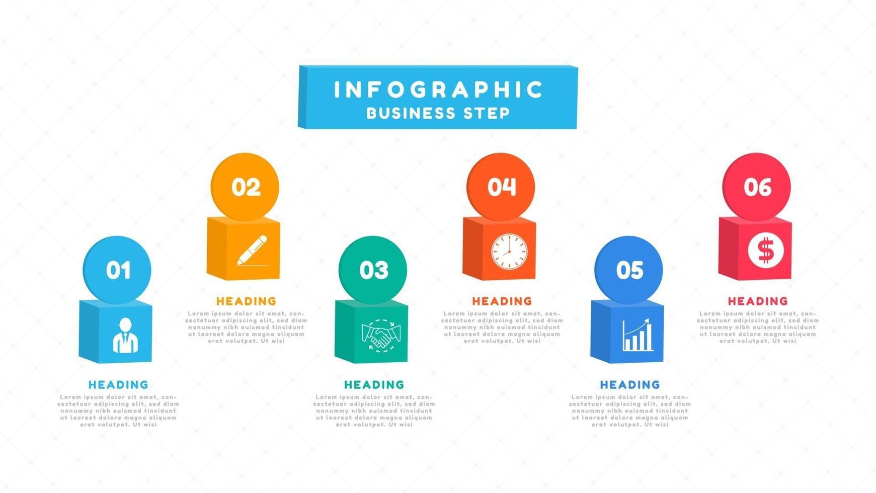 Infographic with 3d boxes with business planning icons vector